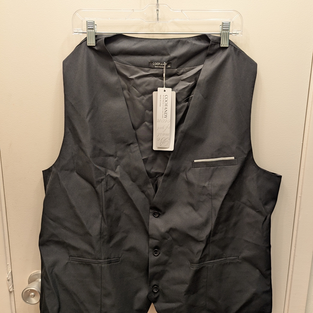 Men's Black Vest with Button Closure